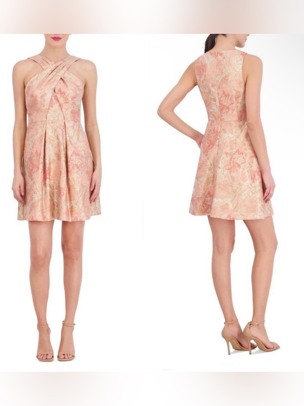 Vince Camuto Elegant Floral Jacquard Dress